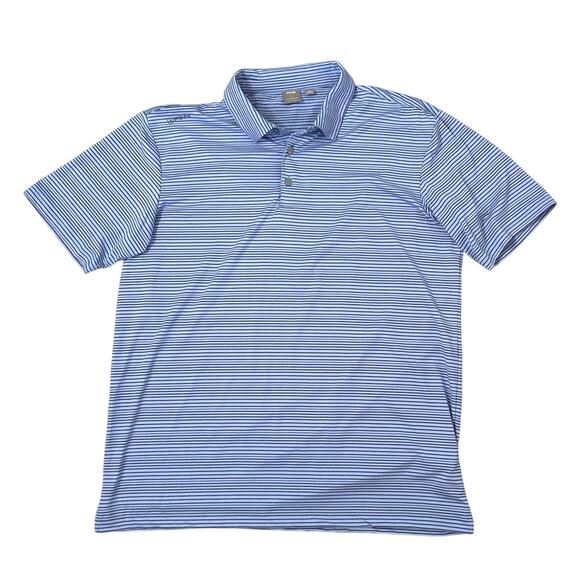 Ping Alexander Striped Golf Polo Shirt Grapemist Oxford Blue Performance - Picture 3 of 6